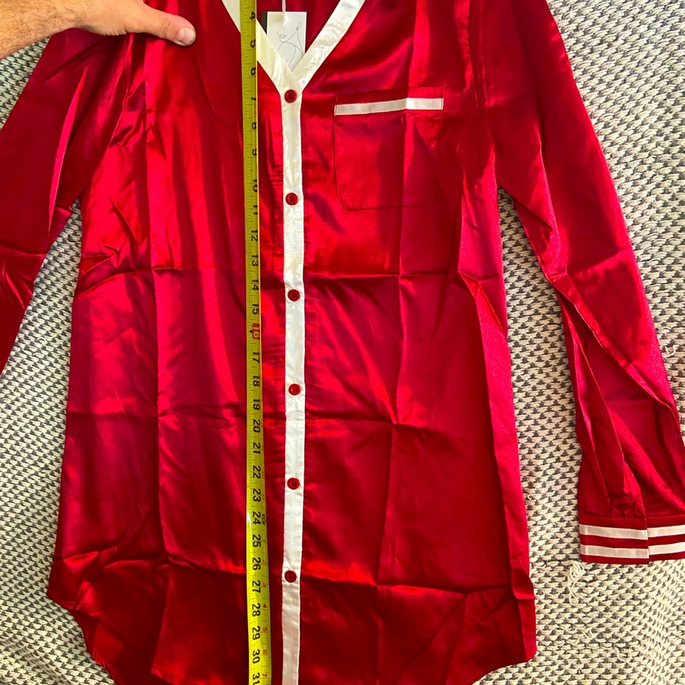 Red silk pajamas top. Silk . Size small. Brand new with tag